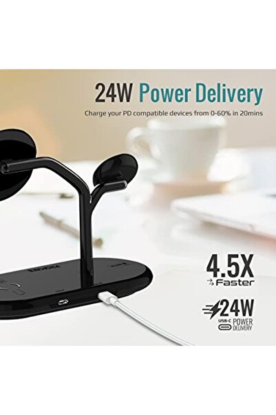 Promate MagSafe Charging Station with 5W Magnetic MFi Apple Watch Charger, 15W Charging Stand, 24W U