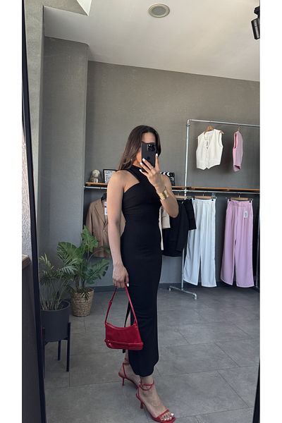 YOUR NAME One Shoulder Slit Detailed Maxi Dress