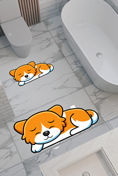 THEMODERNHANE سجادة حمام صديقة للبيئة منقوشة على شكل كلب، قاعدة مضادة للانزلا...