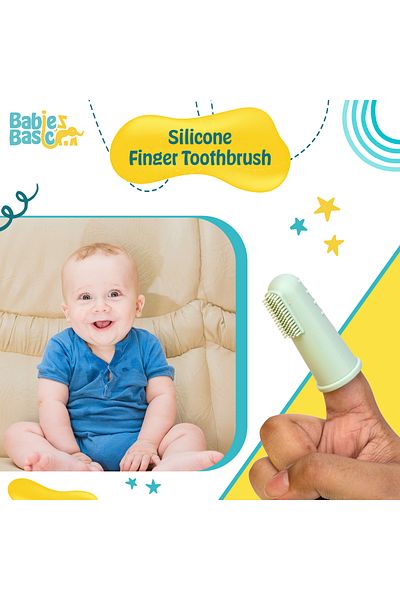 Babies Basic فرشاة أسنان بيبيز بيسيك مع حقيبة سفر للأطفال - فرشاة أسنان سيليكون خضراء