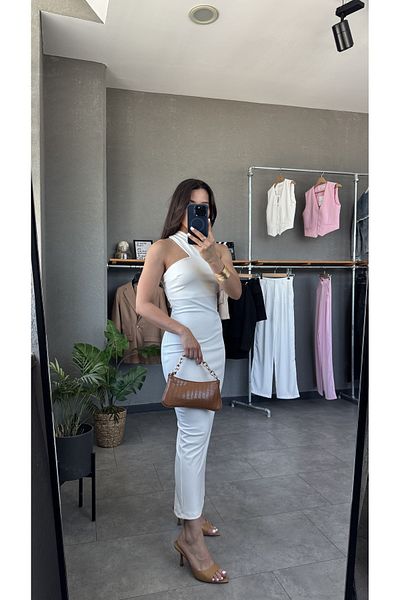 YOUR NAME One Shoulder Slit Detailed Maxi Dress