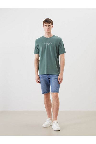 LC Waikiki White Crew Neck Printed Combed Cotton Men's T-Shirt