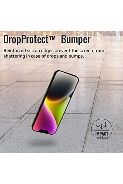 Promate Screen Protector, DropProtect 9H Hardness HD Clear 3D Curve Screen Guard with Silicone Bumpe