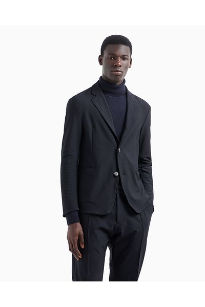 Emporio Armani Men's Slim Fit Notched Button Closure Pocket Detail Navy Blue Jacket Em000142 Te11109-Ub109