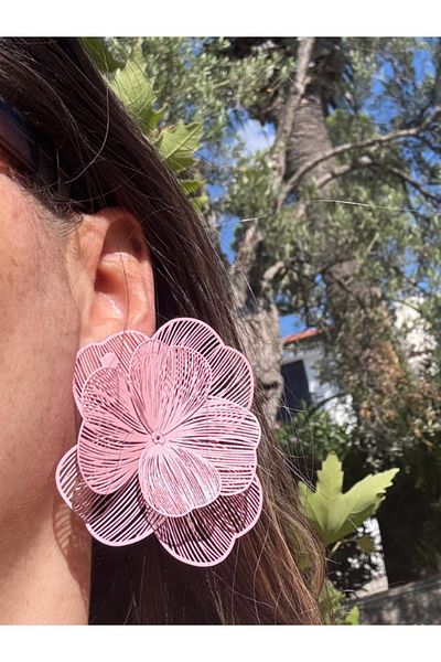 bijuxbymrv Filigree Light Pink Flower Earrings