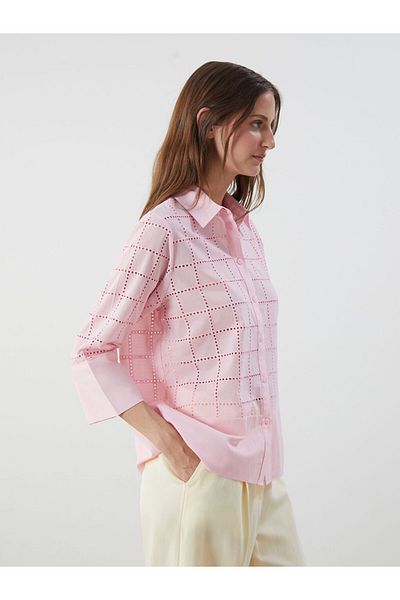 LC Waikiki Pink Openwork Brode Women's Shirt