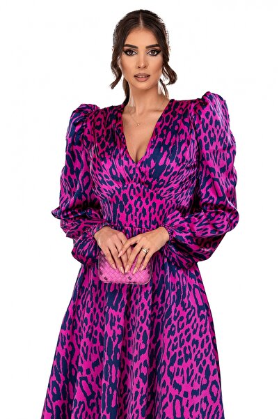 Atmosphere Fashion Rochie pentru bebeluși fuchsia cu imprimeu animal