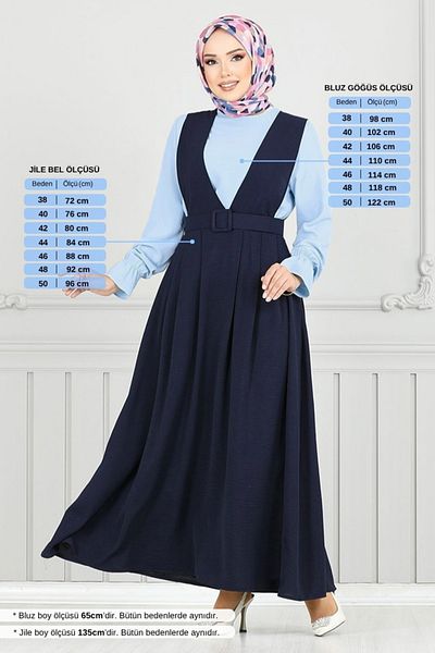 ModaMerve Cuff Elastic Gilet Suit 9152Pl940-M Light Navy
