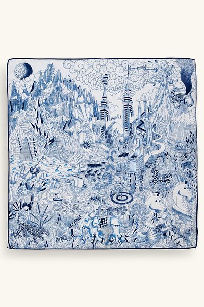 Marie Claire Mix Patterned Navy Blue Scarf