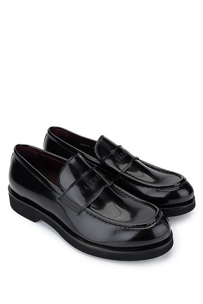 Valentino Men's Genuine Leather Black Loafer Shoes