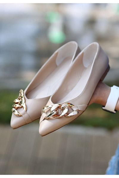 CONAHOME Popi Nude Skin Chain Ballerina Shoes