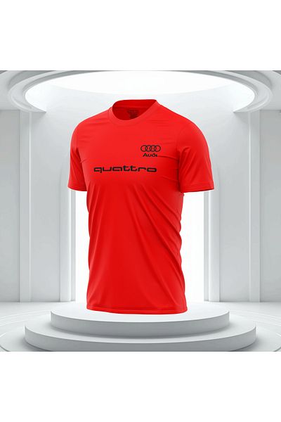 Bulvar Lee Men's Crew Neck Audi, Quattro Printed Summer T-Shirt / Car