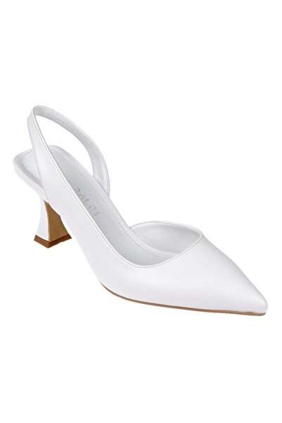 pullman Saten Kadın Topuklu Ayakkabı PL-3100 BEYAZ CİLT