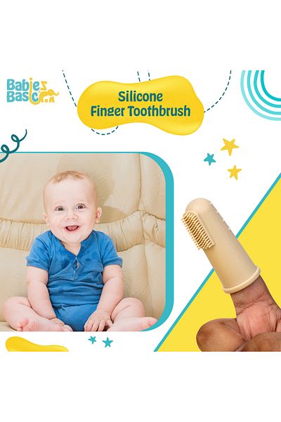 Babies Basic فرشاة أسنان بيبيز بيسيك مع حقيبة سفر للأطفال - فرشاة أسنان سيليكون كريمية