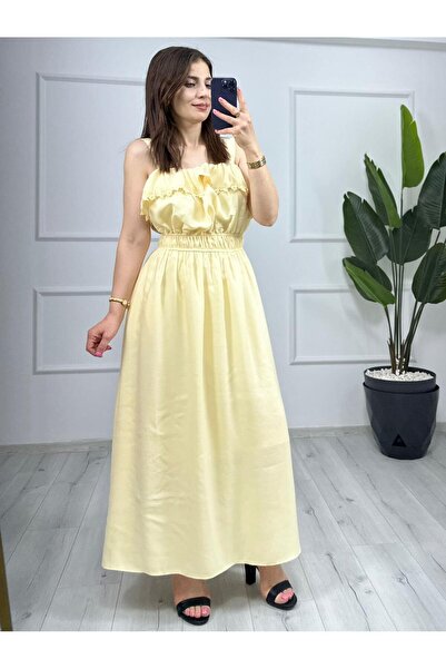 TUNAM BUTİK فستان بتفاصيل جبر وخصر مطاطي