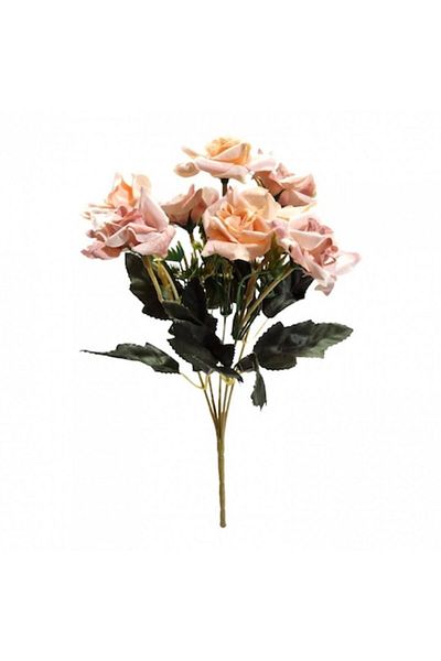 OEM Buchet de flori artificiale, 5 tulpini, mini trandafiri, 28 cm, fildeș