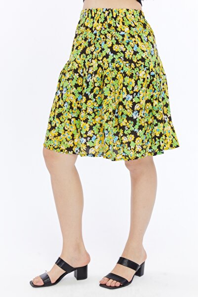 MAKSEN TEKSTİL PANTALONI SCURTĂ DE LUNGIME MEDIU CU FLORI DIN ȚESUT DE VISCOZĂ fustă pantalon scurtă A