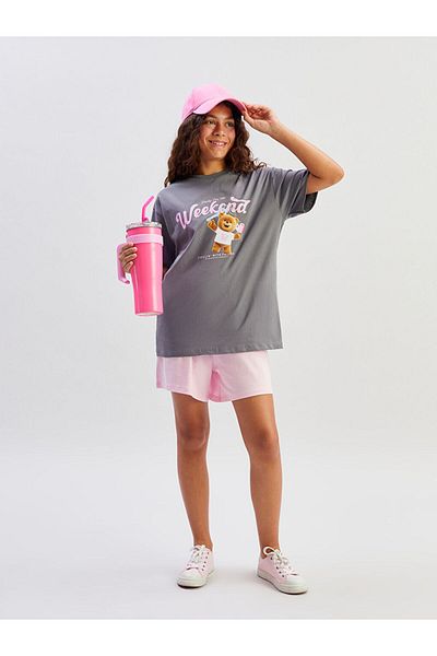 LC Waikiki White Crew Neck New York Printed Girl's T-Shirt
