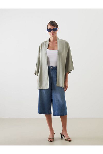 LC Waikiki Pink Shawl Collar Oversize Women's Kimono