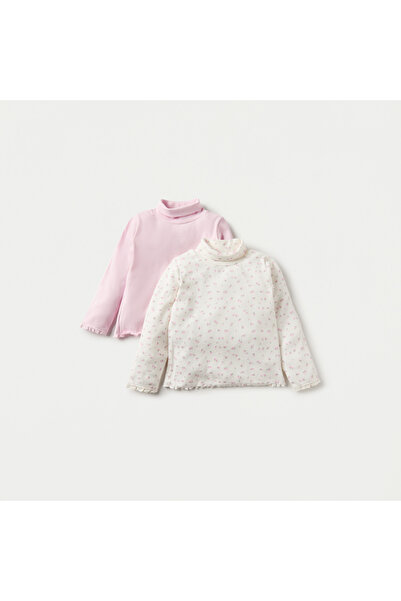 Juniors Ribbed Top with Turtle Neck and Long Sleeves - Set of 2