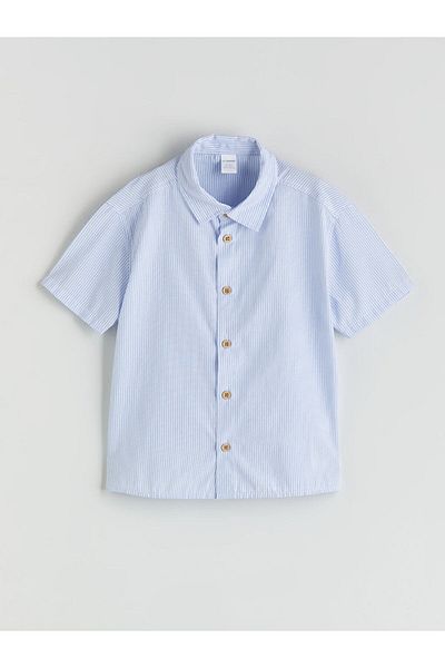 LC Waikiki Blue Striped Boys' Shirt and Shorts 2-Piece