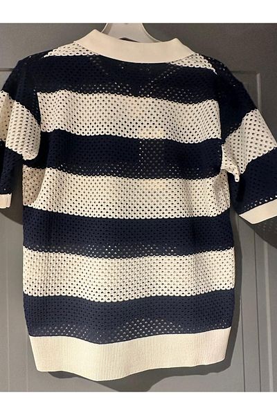 KARTON Striped polo collar bluz