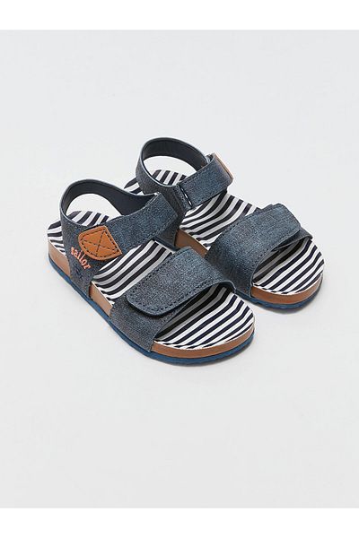 LC Waikiki Lcw Steps Indigo Double Strap Velcro Baby Boy Sandals