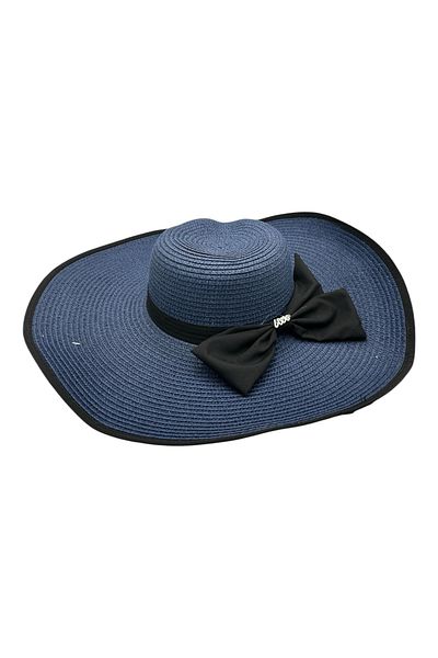 BaoBao Women's summer hat with wide brim and black bow - elegant and versatile accessory