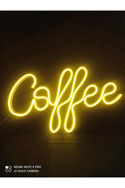Neon Coffee Yazılı Neon LED Duvar Lambası – Büyük Boy (40x23 cm), Sarı Renk, 3d Baskı