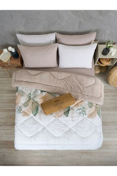 Sudemhome Double Welsoft Sleeping Set Double Sided Wellsoft Fluffy Fleece Quilt and Battal Fitted Sheet