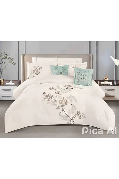 XI DUO A luxurious embroidered royal double bedspread to give you beauty and elegance to your room, made of microfiber, size 240*260 cm