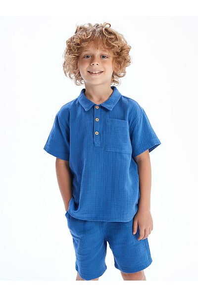 LC Waikiki White Short Sleeve Pocket Boy's Shirt