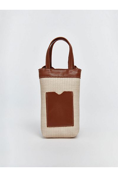 LC Waikiki Beige Straw Detailed Cross Strap Women's Mini Bag