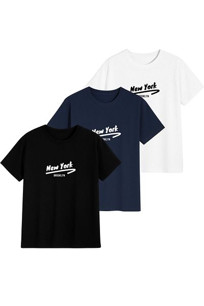 AFROGİYİM Unisex 3-pack μπλουζάκι με στάμπα Νέας Υόρκης