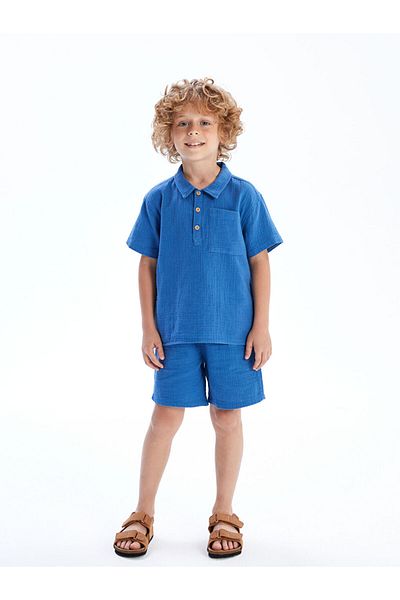 LC Waikiki White Short Sleeve Pocket Boy's Shirt