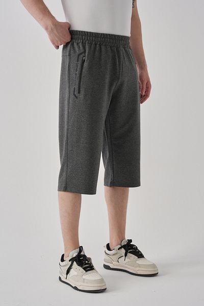 Shooter Sportswear Men's Summer Capri Anthracite Zippered Pocket Comfortable Fit Elastic Waist Embroidery Detail