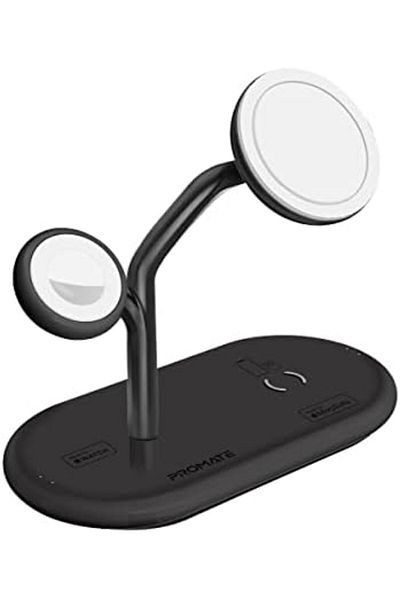 Promate MagSafe Charging Station with 5W Magnetic MFi Apple Watch Charger, 15W Charging Stand, 24W U