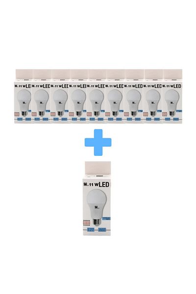 homelight Set 10 LED Bulbs, 11W, E27, A60, Cold Light 6400K