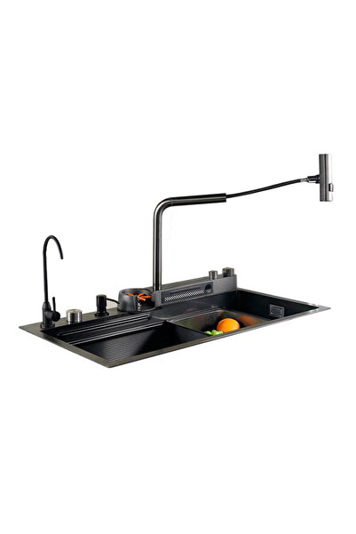 Trendy's Chiuveta multifunctionala inox, TRENDY’S, cu led, baterie apa purifi...