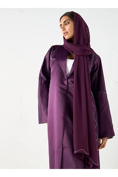 Jameela Twilight purple Abaya with hand embroidered