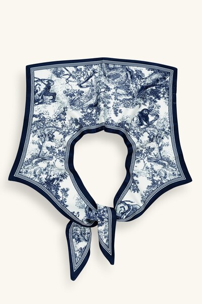 Marie Claire Toile De Jouy 5 Lacivert Yakalık Fular