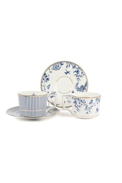 Mikasa Moor Fili E Fiori Blue White 2-Piece Tea Set 220Cc