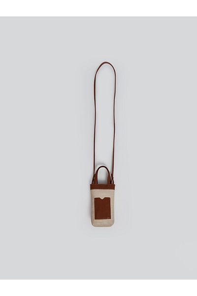 LC Waikiki Beige Straw Detailed Cross Strap Women's Mini Bag