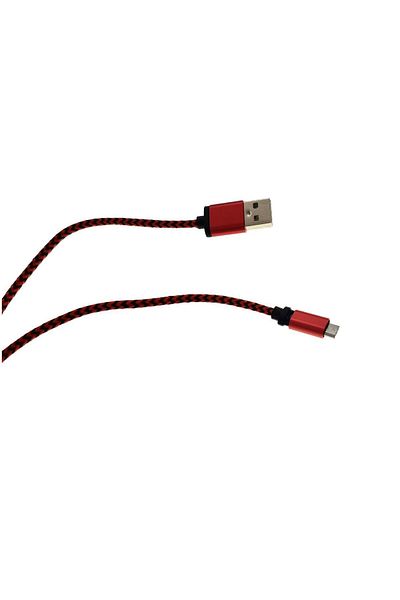 OEM USB 2.0 microUSB cable, textile sheath, 120cm, red with black
