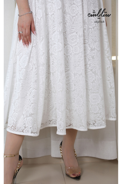 Stylish white lace dress