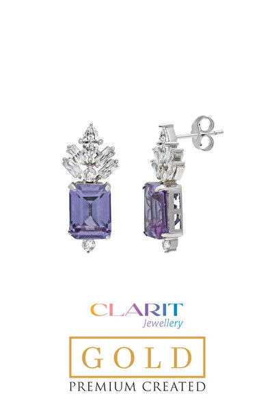 So CHIC... Created Alexandrite Taşlı Zümrüt Kesim 14 Ayar Sarı Altın Küpe