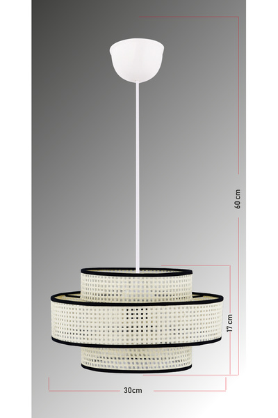 Emg DesiGn Doğal Hazeran Rattan 3 Katlı Pasta Sarkıt Avize Çocuk Odası Yatak Odası Salon Mutfak Hol