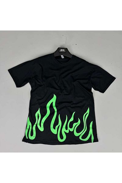 TURKUAZZCENTER Flame Oversize T-Shirt Black