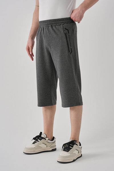Shooter Sportswear Men's Summer Capri Anthracite Zippered Pocket Comfortable Fit Elastic Waist Embroidery Detail