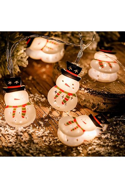 divendi-ro Set of 2 Christmas Light Installations with Snowman Figurines, 2x2m, 2x10 LEDs, White Light